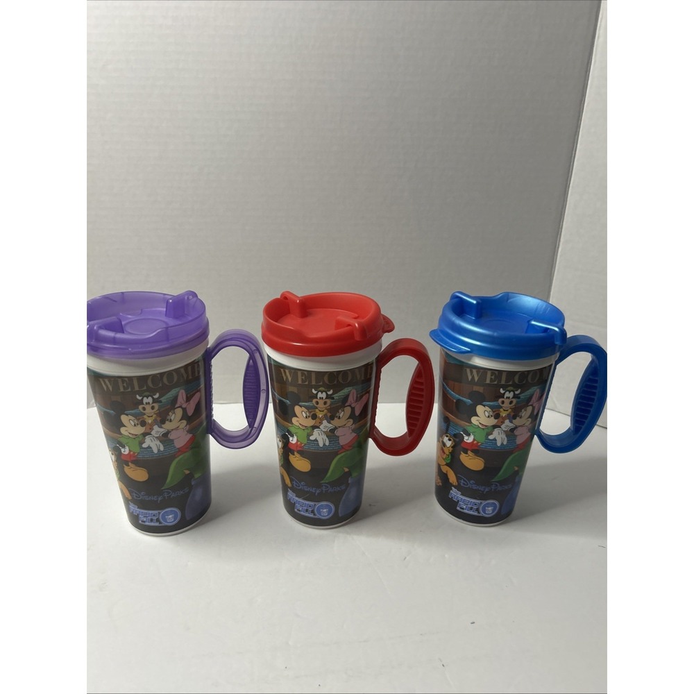Lot of 3 Walt Disney World Parks Resort RAPID FILL SC16 oz Mugs Travel Drink Cup